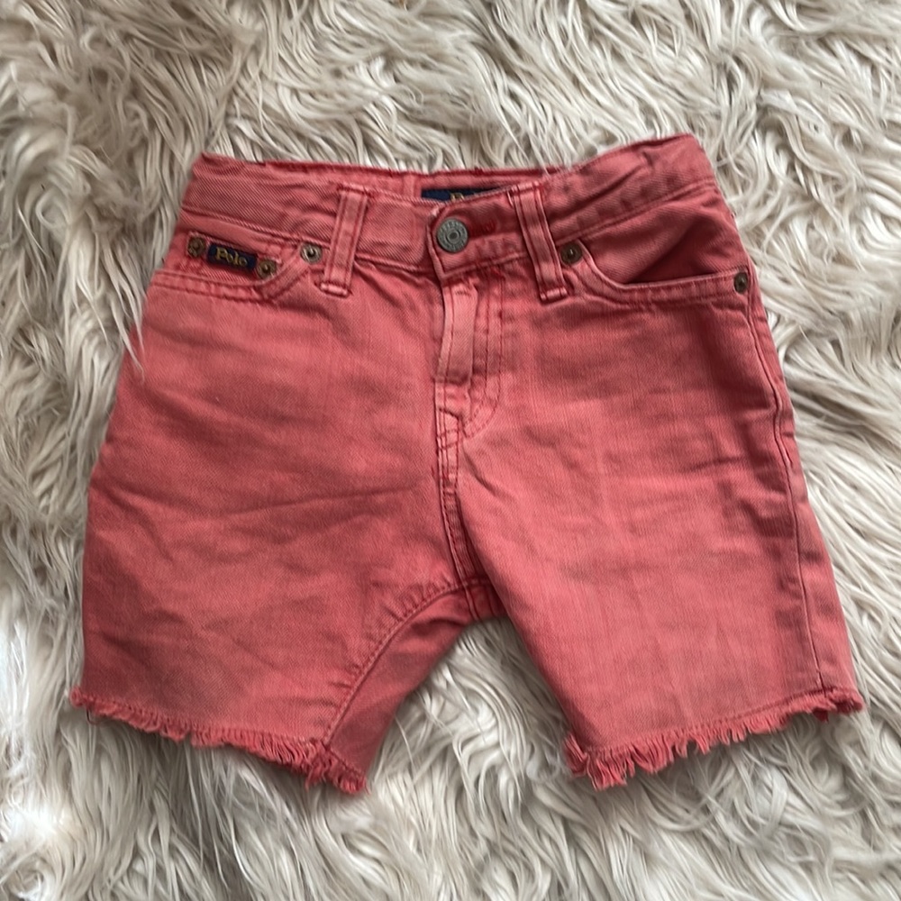Polo Ralph Lauren toddler Red jean shorts faded look